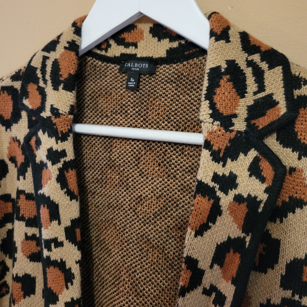 Talbots Open-Front Leopard Print Cardigan/Knit Bl… - image 3